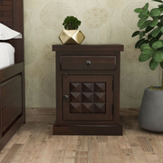 Nuvexi Sheesham Wood Bedside Table (Walnut Finish)