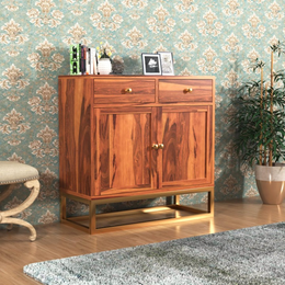 Thorlentis Sheesham Wood Cabinet and Sideboard (Honey Finish)