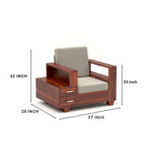 Jorvian Mossy 5 Seater Solid Wood Sofa (Honey Finish)