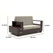 Jorvian Mossy 6 Seater Solid Wood Sofa (Walnut Finish)