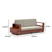 Jorvian Mossy 6 Seater Solid Wood Sofa (Honey Finish)