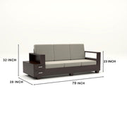 Jorvian Mossy 6 Seater Solid Wood Sofa (Walnut Finish)
