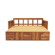 Aryavex Sheesham Wood 3 Seater Sofa Bed With Storage (Honey Finish)