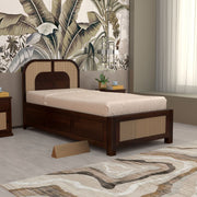 Jorvathis Sheesham Wood Single Size Bed With Storage (Walnut Finish)