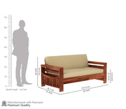 Jenthoris 2 Seater Solid Wood Sofa (Honey Finish)