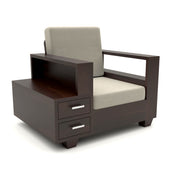 Jorvian Mossy 6 Seater Solid Wood Sofa (Walnut Finish)