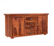 Olythian Sheesham Wood Cabinet and Sideboard (Honey Finish)