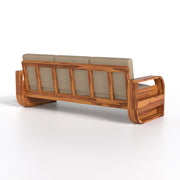 Curve 7 Seater Solid Wood Sofa (Honey Finish)
