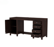 Yvithon Sheesham Wood Study Table with Four Drawers & Cabinet (Walnut Finish)