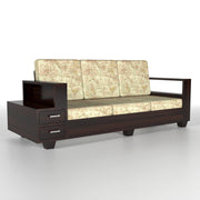 Jorvian Suede 6 Seater Solid Wood Sofa (Walnut Finish)