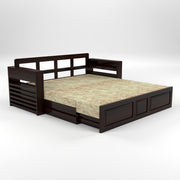 Devyash Sheesham Wood 3 Seater Sofa Bed With Storage (Walnut Finish)