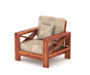X-Sofa 1 Seater Solid Wood Sofa (Honey Finish)