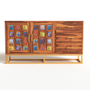Quentovir Sheesham Wood Cabinet and Sideboard (Honey Finish)