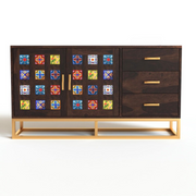 Quentovir Sheesham Wood Cabinet and Sideboard (Walnut Finish)