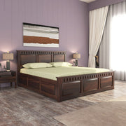 Yovathor Sheesham Wood Queen Size Bed With Storage (Walnut Finish)