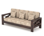 X-Sofa 3 Seater Solid Wood Sofa (Walnut Finish)