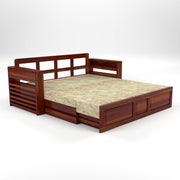 Devyash Sheesham Wood 3 Seater Sofa Bed With Storage (Honey Finish)