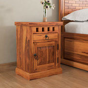 Orvix Sheesham Wood Bedside Table (Honey Finish)