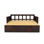 Aryavex Sheesham Wood 3 Seater Sofa Bed With Storage (Walnut Finish)