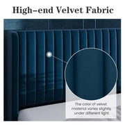 Lort Upholstered Queen Size Bed Without Storage (Blue)