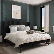 Lort Upholstered Queen Size Bed Without Storage (Black)