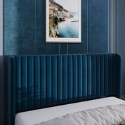 Lort Upholstered Queen Size Bed Without Storage (Blue)