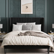 Lort Upholstered Queen Size Bed Without Storage (Black)