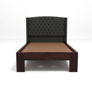 Jilvueen Sheesham Wood Single Size Bed Without Storage (Walnut Finish)