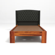 Jilvueen Sheesham Wood Single Size Bed Without Storage (Honey Finish)