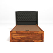 Jilvueen Sheesham Wood Single Size Bed With Storage (Honey Finish)