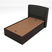Jilvueen Sheesham Wood Single Size Bed With Storage (Walnut Finish)