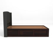 Jilvueen Sheesham Wood Single Size Bed With Storage (Walnut Finish)