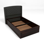Jilvueen Sheesham Wood Single Size Bed With Storage (Walnut Finish)