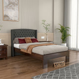 Jilvueen Sheesham Wood Single Size Bed Without Storage (Walnut Finish)