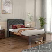 Jilvueen Sheesham Wood Single Size Bed Without Storage (Walnut Finish)