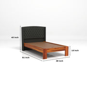 Jilvueen Sheesham Wood Single Size Bed Without Storage (Honey Finish)