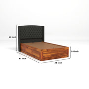Jilvueen Sheesham Wood Single Size Bed With Storage (Honey Finish)