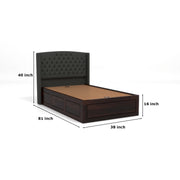 Jilvueen Sheesham Wood Single Size Bed With Storage (Walnut Finish)