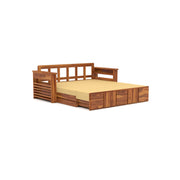 Aryavex Sheesham Wood 3 Seater Sofa Bed With Storage (Honey Finish)