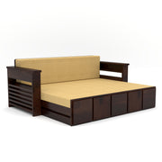 Aryavex Sheesham Wood 3 Seater Sofa Bed With Storage (Walnut Finish)
