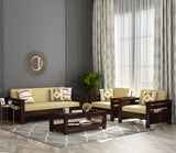 Jenthoris 5 Seater Solid Wood Sofa (Walnut Finish)