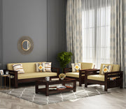Jenthoris 5 Seater Solid Wood Sofa (Walnut Finish)