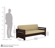 Jenthoris 3 Seater Solid Wood Sofa (Walnut Finish)