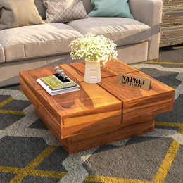 Korvethan Sheesham Wood Center Table (Honey Finish)