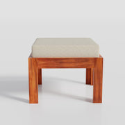 Solinvale Solid Sheesham Wood Coffee Table with 4 Cushioned Stools – Honey Finish