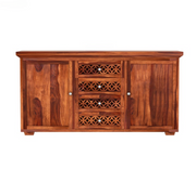 Olythian Sheesham Wood Cabinet and Sideboard (Honey Finish)