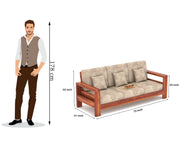 New Outer 3 Seater Solid Wood Sofa (Honey Finish)