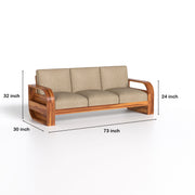 Curve 3 Seater Solid Wood Sofa (Honey Finish)