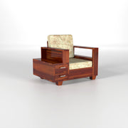 Jorvian Suede 1 Seater Solid Wood Sofa (Honey Finish)
