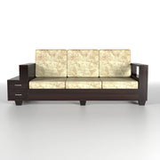 Jorvian Suede 6 Seater Solid Wood Sofa (Walnut Finish)
